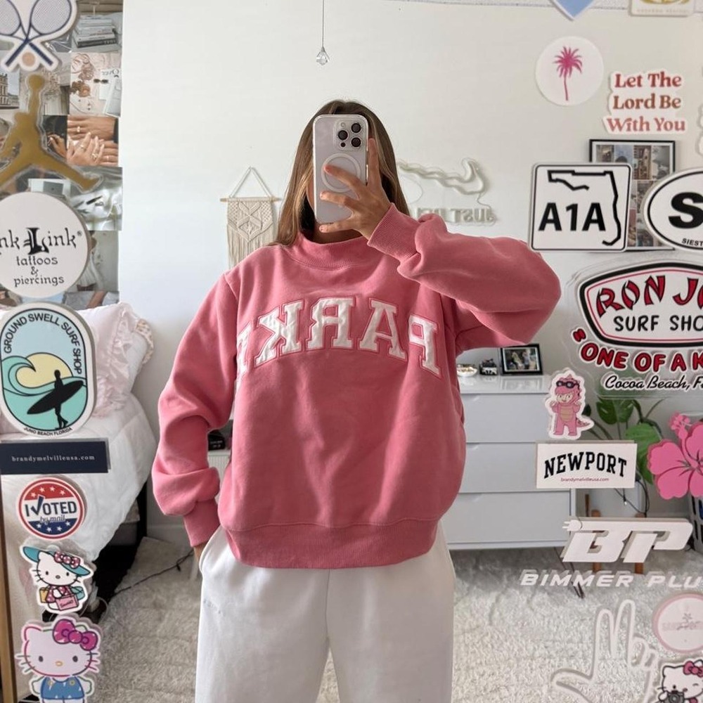 pink parke mockneck sweatshirt
